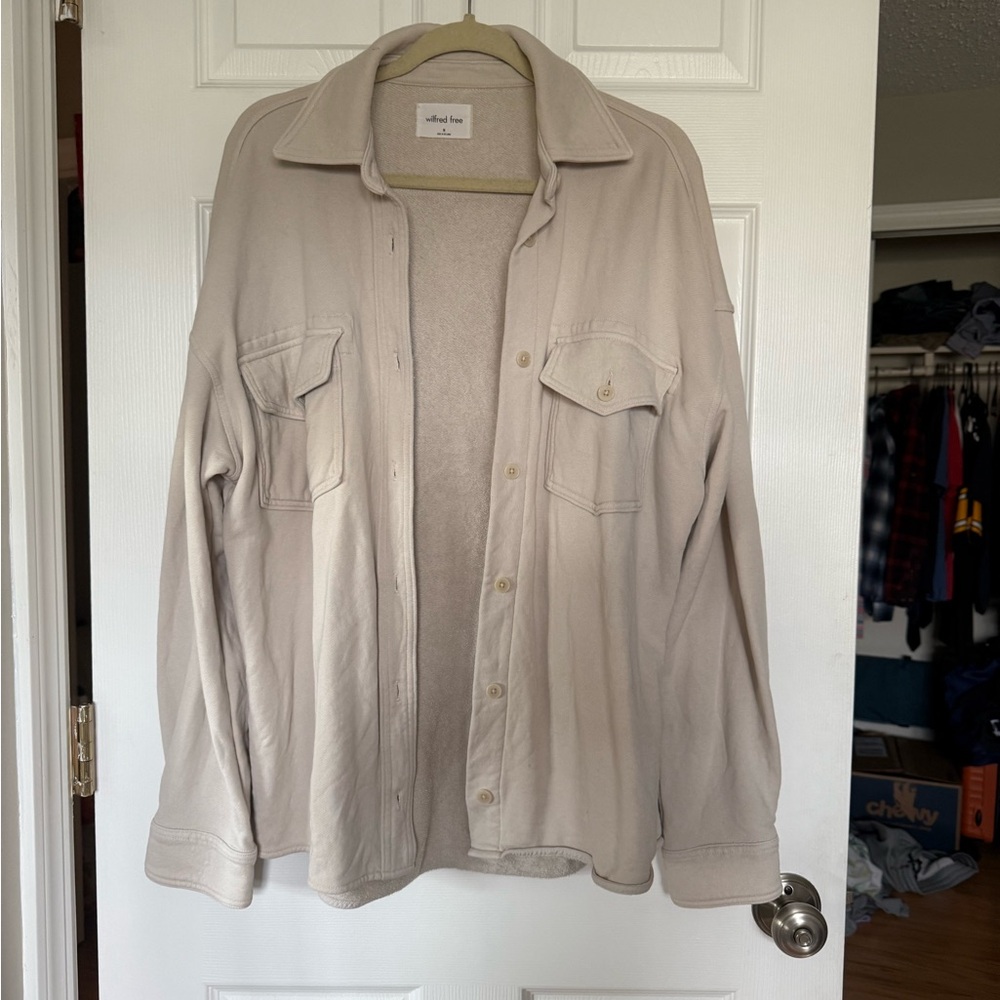 Wilfred Beige Button-Up Shirt Jacket/ Shacket